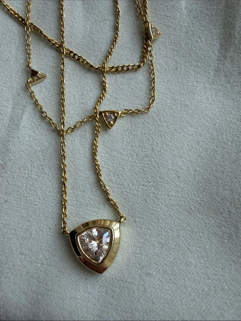 Kendra Scott Gold Layered Triangle Pendant Necklace with Clear Stone